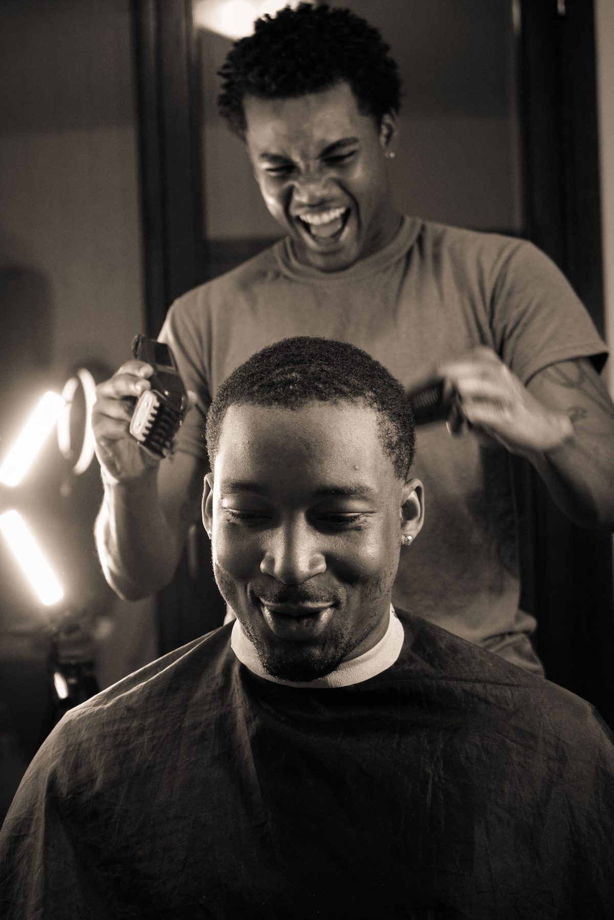 Studio-Sharp Side Profile hairstyle shown on a professional man.