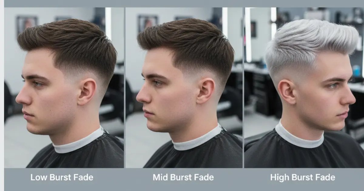 Mid Burst Fade haircut reference showing compact crop