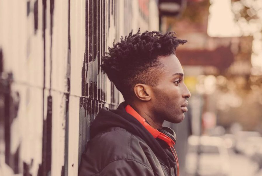Essential Burst Fade haircut reference showing the high-contrast version
