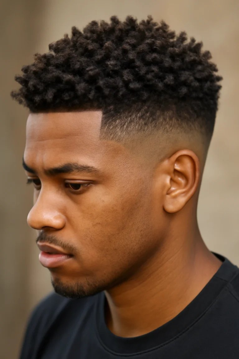 Low Burst Fade haircut reference showing textured forward top