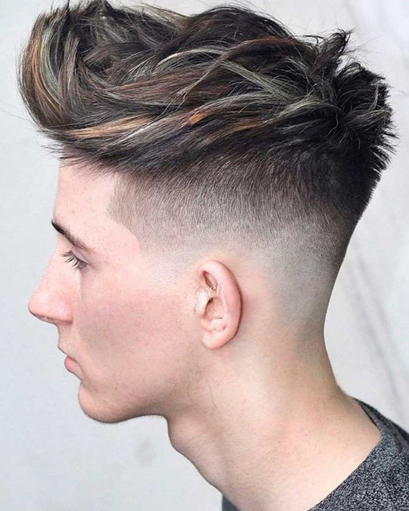 Mid Burst Fade haircut reference showing textured forward top