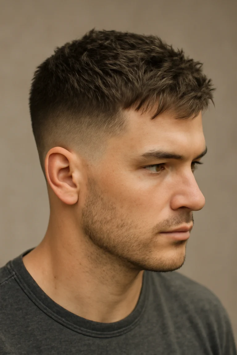 Textured crop with a low fade haircut