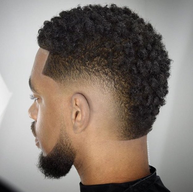 Coily hair with a clear dark-to-light transition around the side.