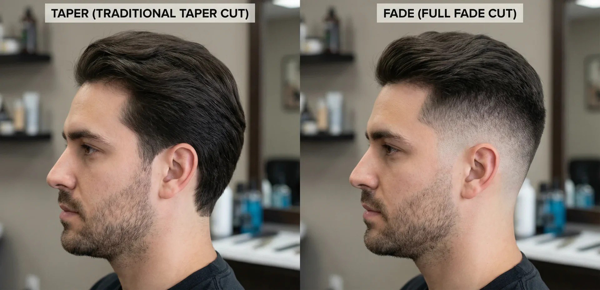 Comparison view contrasting a circular burst with a straighter taper transition.