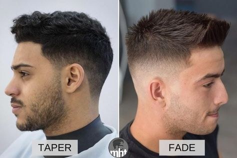 Four examples comparing taper, fade, skin fade and burst placement.