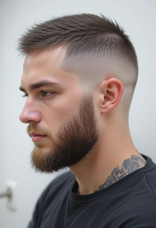 Low Burst Fade haircut reference showing defined curl finish