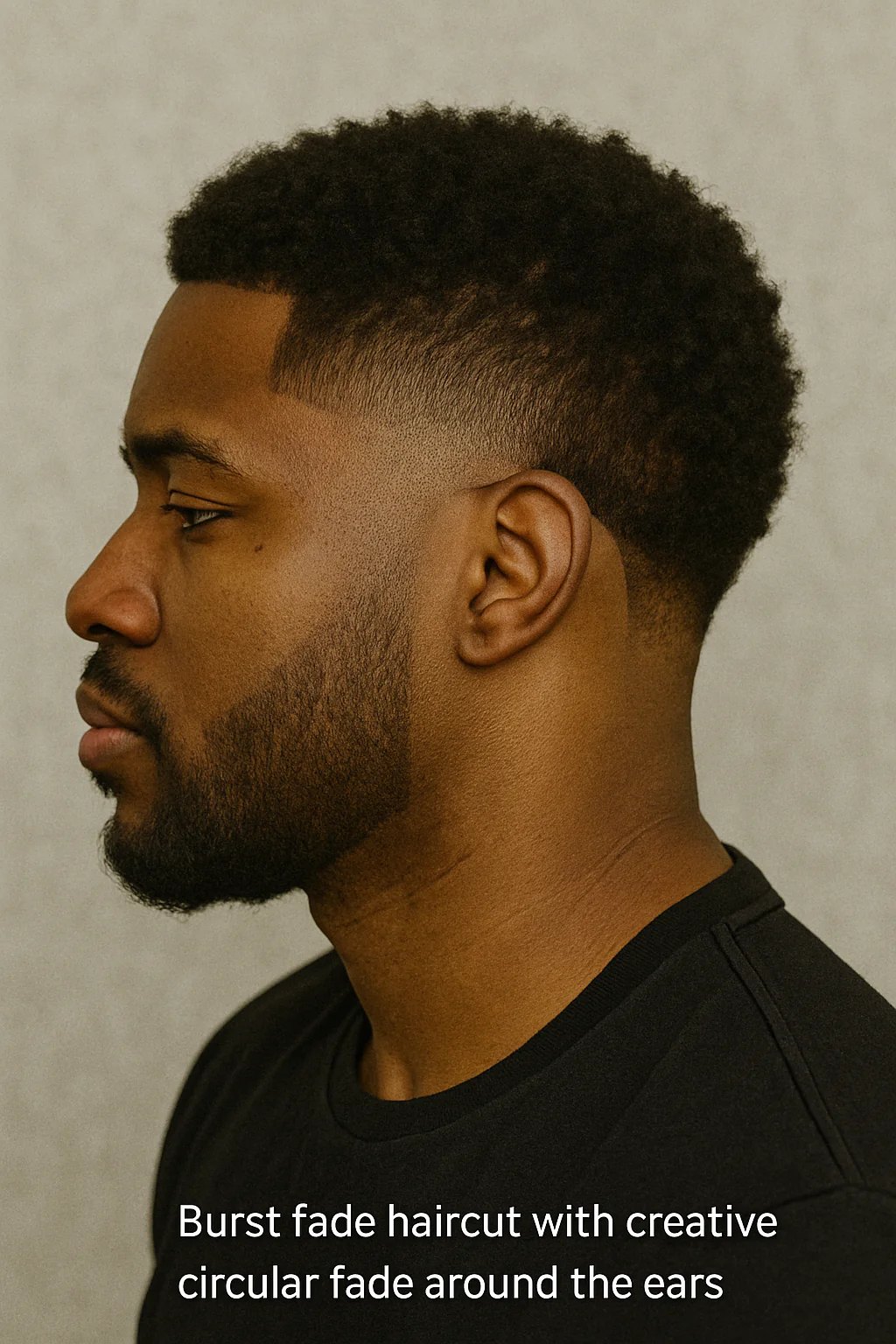 Burst Fade Grow-Out haircut reference showing the clean mid burst