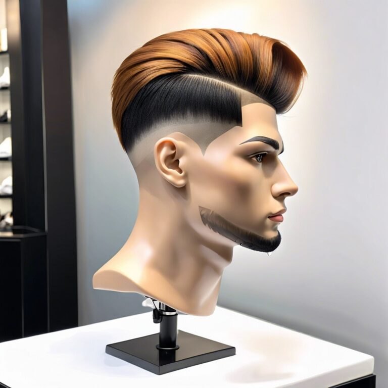 Short Burst Fade haircut reference showing disconnected statement