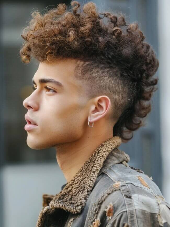 Burst Fade Mullet haircut reference showing the high-contrast version