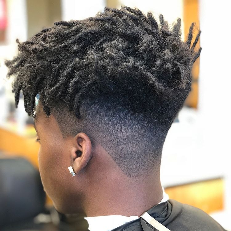 Burst Fade Mohawk haircut reference showing compact crop