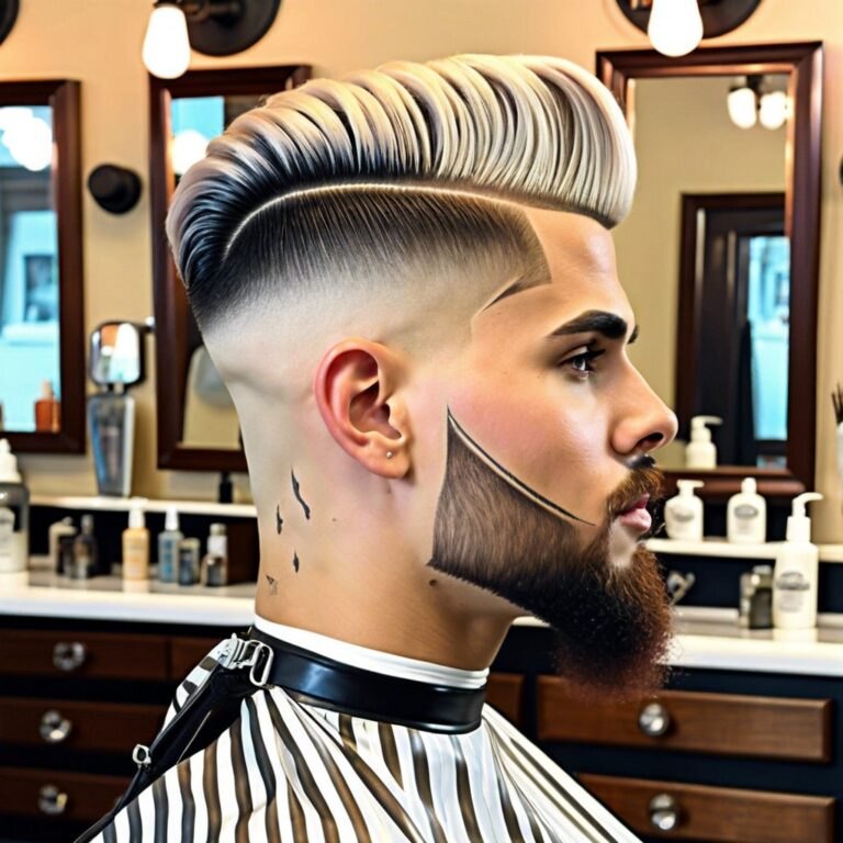 Burst Fade for Fine Hair haircut reference showing beard-connected blend