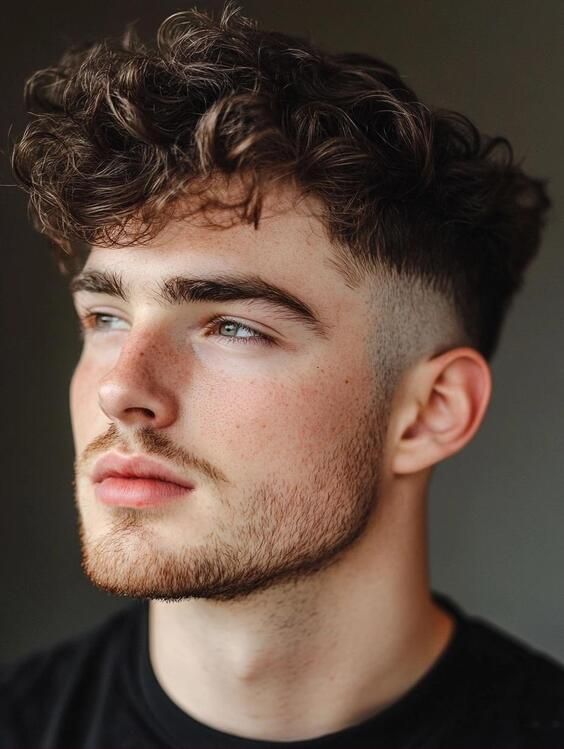 Fresh drop fade with clean arc visible in a barbershop portrait.