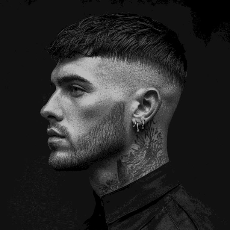 Textured crop with a drop fade in dramatic black and white.