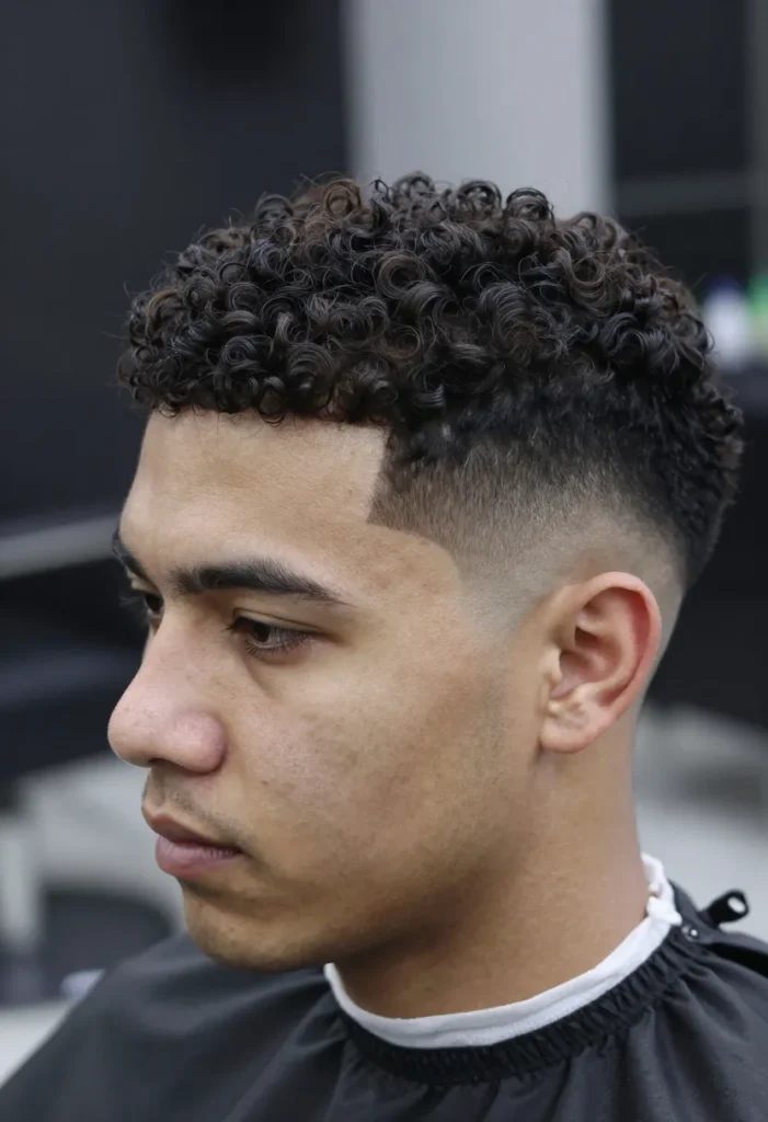 Defined curls with a mid taper and sharp lineup.